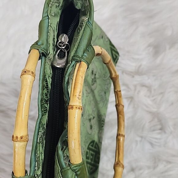 Vintage Silk Floral Bag with Bamboo Handles - Picture 5 of 7